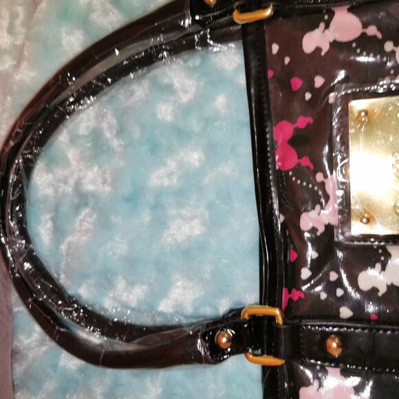 Jesus Diamante Poodle Print Hime Gyaru Gal Style Large Black Tote Bag Rare Y2K - Picture 3 of 12